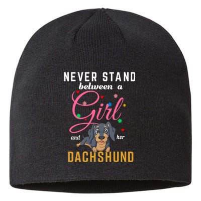 Never Stand Between A Girl And Her Dachshund Sustainable Beanie