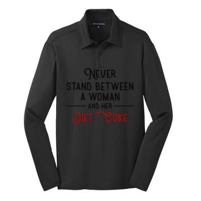 Never Stand Between A Woman And Her Diet Silk Touch Performance Long Sleeve Polo