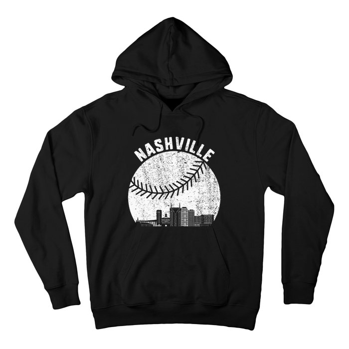 Nashville Skyline Baseball Fan Vintage Nashville Baseball Hoodie