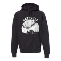 Nashville Skyline Baseball Fan Vintage Nashville Baseball Premium Hoodie