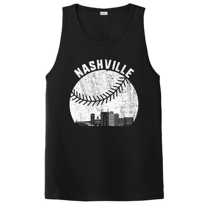 Nashville Skyline Baseball Fan Vintage Nashville Baseball PosiCharge Competitor Tank