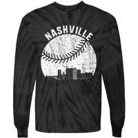 Nashville Skyline Baseball Fan Vintage Nashville Baseball Tie-Dye Long Sleeve Shirt