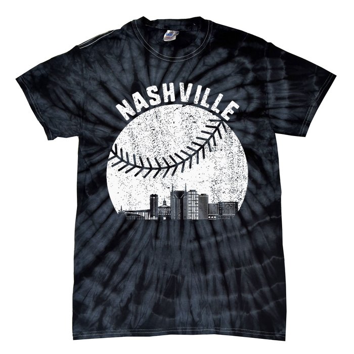 Nashville Skyline Baseball Fan Vintage Nashville Baseball Tie-Dye T-Shirt