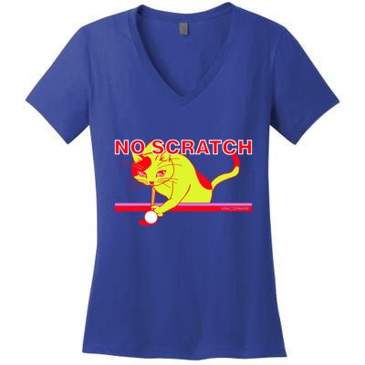 No Scratch Billiards Cat Pool Table Meaningful Gift Women's V-Neck T-Shirt