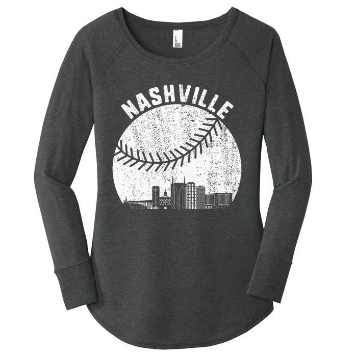 Nashville Skyline Baseball Fan Vintage Nashville Baseball Women's Perfect Tri Tunic Long Sleeve Shirt