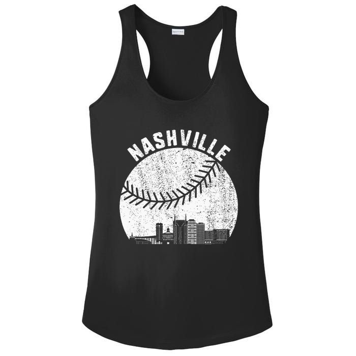 Nashville Skyline Baseball Fan Vintage Nashville Baseball Ladies PosiCharge Competitor Racerback Tank