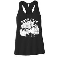 Nashville Skyline Baseball Fan Vintage Nashville Baseball Women's Racerback Tank