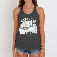 Nashville Skyline Baseball Fan Vintage Nashville Baseball Women's Knotted Racerback Tank