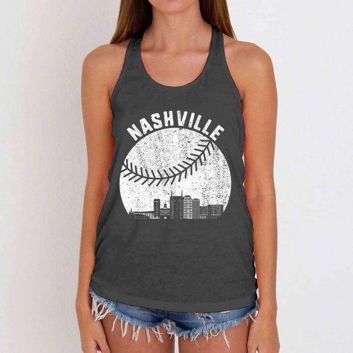 Nashville Skyline Baseball Fan Vintage Nashville Baseball Women's Knotted Racerback Tank