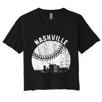 Nashville Skyline Baseball Fan Vintage Nashville Baseball Women's Crop Top Tee