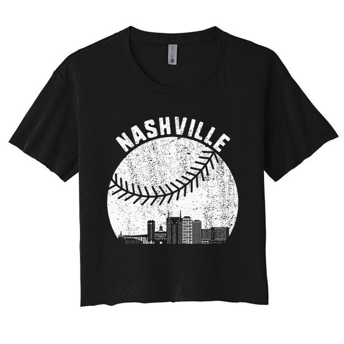 Nashville Skyline Baseball Fan Vintage Nashville Baseball Women's Crop Top Tee