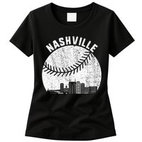 Nashville Skyline Baseball Fan Vintage Nashville Baseball Women's T-Shirt