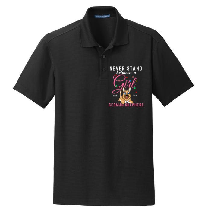 Never Stand Between A Girl And Her German Shepherd Dry Zone Grid Polo