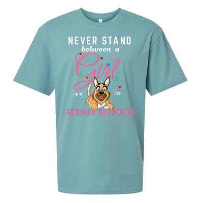 Never Stand Between A Girl And Her German Shepherd Sueded Cloud Jersey T-Shirt