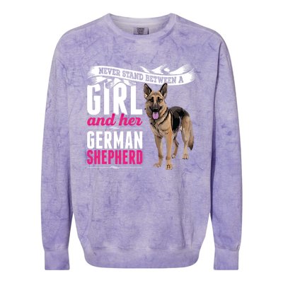 Never Stand Between A And Her Ger Shepherd Dog Gift Colorblast Crewneck Sweatshirt