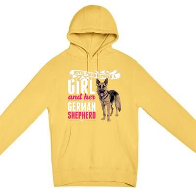 Never Stand Between A And Her Ger Shepherd Dog Gift Premium Pullover Hoodie