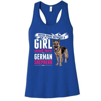 Never Stand Between A And Her Ger Shepherd Dog Gift Women's Racerback Tank