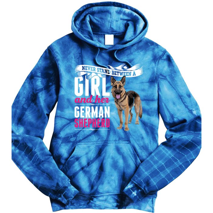 Never Stand Between A And Her Ger Shepherd Dog Gift Tie Dye Hoodie