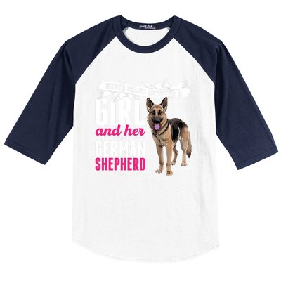 Never Stand Between A And Her Ger Shepherd Dog Gift Baseball Sleeve Shirt