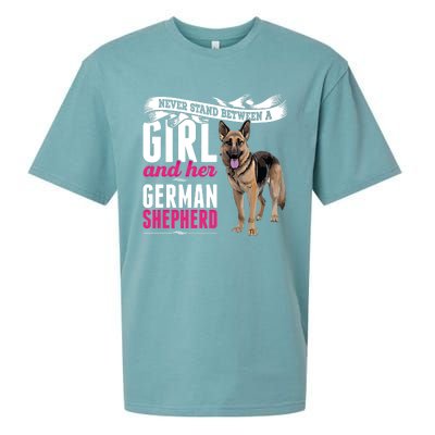 Never Stand Between A And Her Ger Shepherd Dog Gift Sueded Cloud Jersey T-Shirt