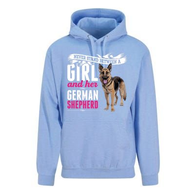 Never Stand Between A And Her Ger Shepherd Dog Gift Unisex Surf Hoodie