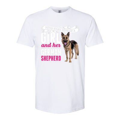 Never Stand Between A And Her Ger Shepherd Dog Gift Softstyle CVC T-Shirt