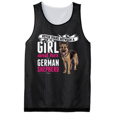 Never Stand Between A And Her German Shepherd Dog Mesh Reversible Basketball Jersey Tank