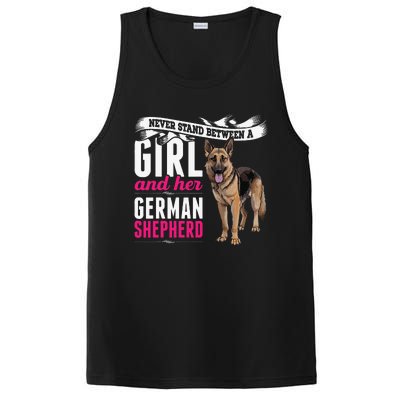 Never Stand Between A And Her German Shepherd Dog PosiCharge Competitor Tank