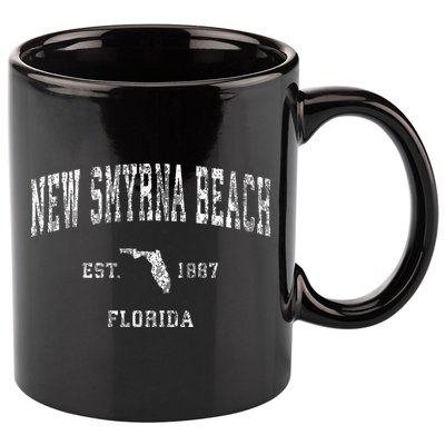 New Smyrna Beach Florida Fl Vintage Athletic Sports Design 11oz C Handle Ceramic Mug