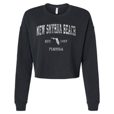 New Smyrna Beach Florida Fl Vintage Athletic Sports Design Cropped Pullover Crew