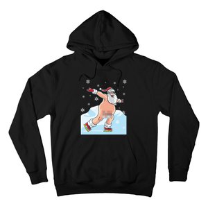 Naked Santa Claus Ice Skating Nude Ugly Christmas Sweater Hoodie