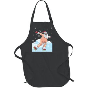 Naked Santa Claus Ice Skating Nude Ugly Christmas Sweater Full-Length Apron With Pockets