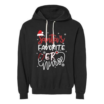 Nurses Santas Christmas Favorite Er Nurse Xmas Stethoscope Cute Gift Garment-Dyed Fleece Hoodie