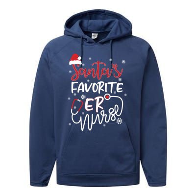 Nurses Santas Christmas Favorite Er Nurse Xmas Stethoscope Cute Gift Performance Fleece Hoodie