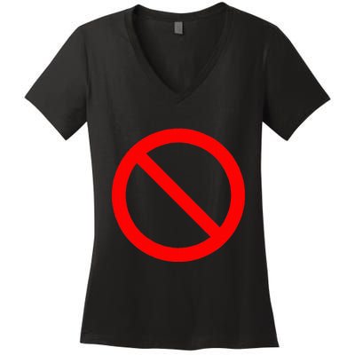 No Symbol Circle Sign Ban Banned Prohibited Cancel Women's V-Neck T-Shirt