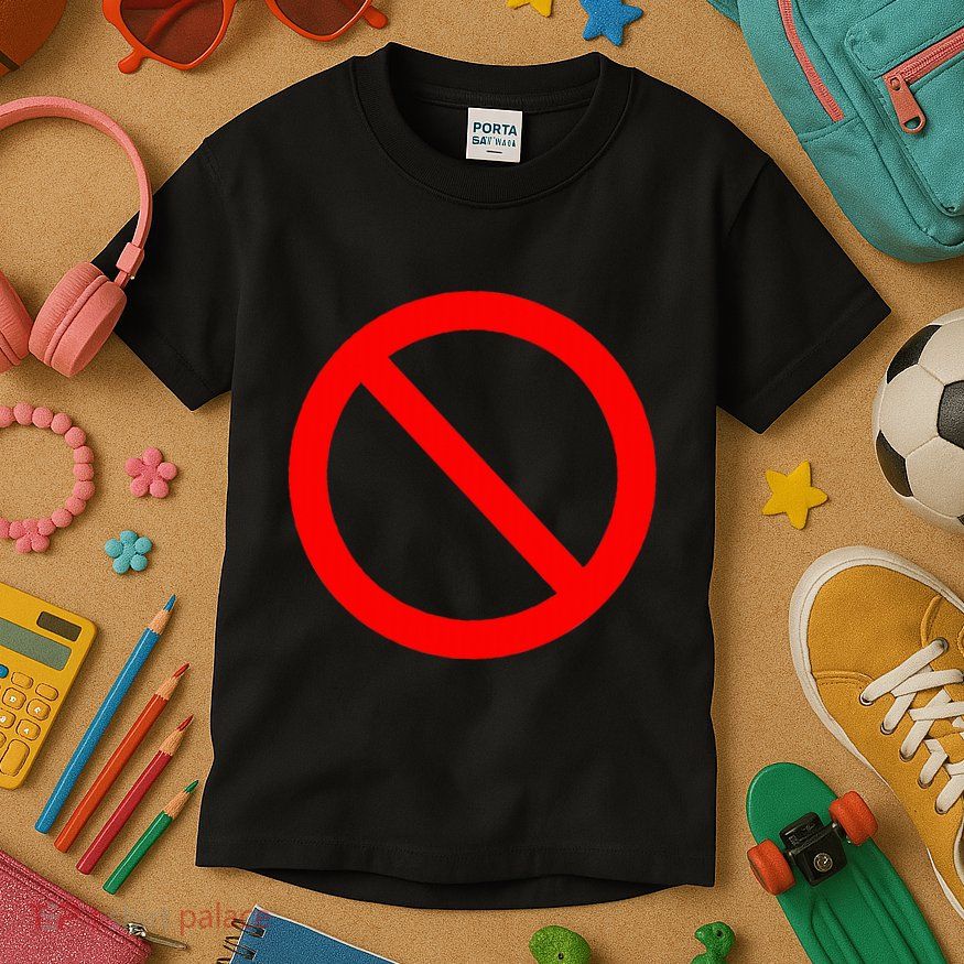 No Symbol Circle Sign Ban Banned Prohibited Cancel Kids T-Shirt