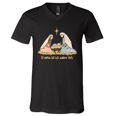 Nativity Scene Christian Christmas V-Neck T-Shirt