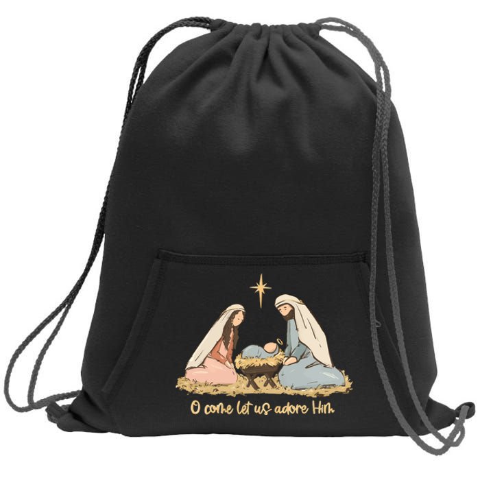 Nativity Scene Christian Christmas Sweatshirt Cinch Pack Bag