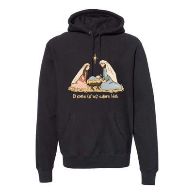 Nativity Scene Christian Christmas Premium Hoodie