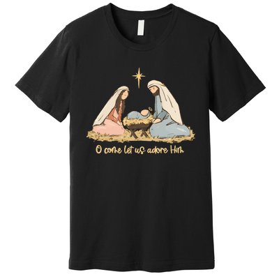 Nativity Scene Christian Christmas Premium T-Shirt