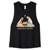 Nativity Scene Christian Christmas Women's Racerback Cropped Tank