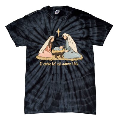 Nativity Scene Christian Christmas Tie-Dye T-Shirt