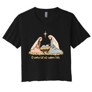 Nativity Scene Christian Christmas Women's Crop Top Tee