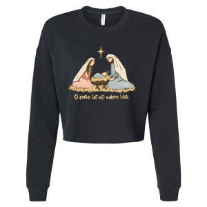 Nativity Scene Christian Christmas Cropped Pullover Crew