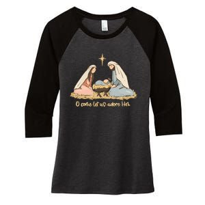 Nativity Scene Christian Christmas Women's Tri-Blend 3/4-Sleeve Raglan Shirt