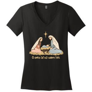 Nativity Scene Christian Christmas Women's V-Neck T-Shirt