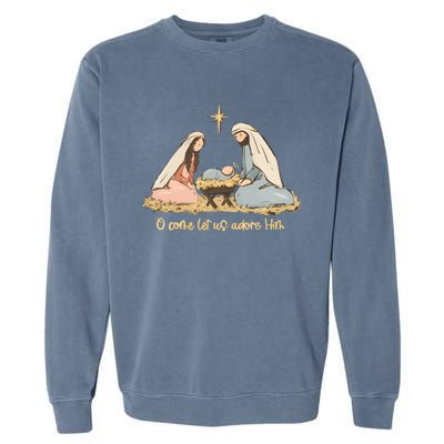 Nativity Scene Christian Christmas Garment-Dyed Sweatshirt