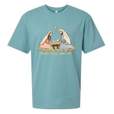 Nativity Scene Christian Christmas Sueded Cloud Jersey T-Shirt