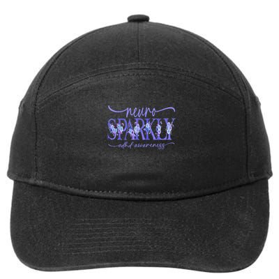 Neuro Sparkly Celebrate Neurodiversity ADHD ASD Floral Purpl 7-Panel Snapback Hat