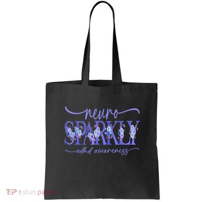 Neuro Sparkly Celebrate Neurodiversity ADHD ASD Floral Purpl Bag